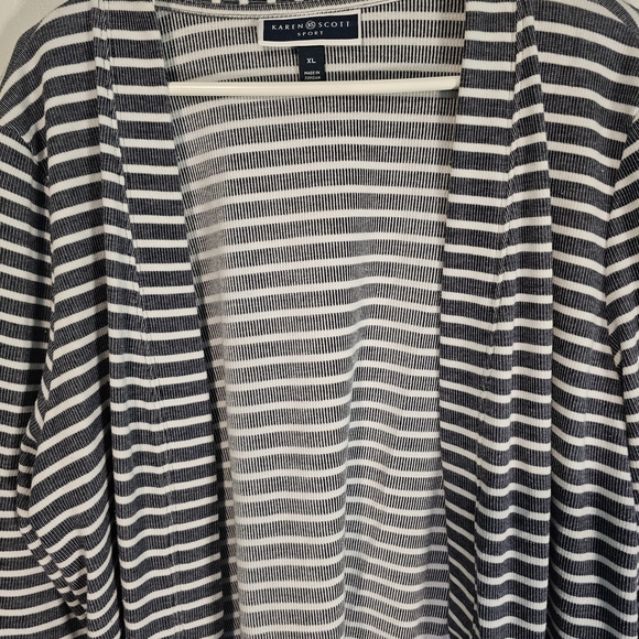 Karen Scott Navy and White Striped Cardigan Women's Sz XL - Picture 9 of 11